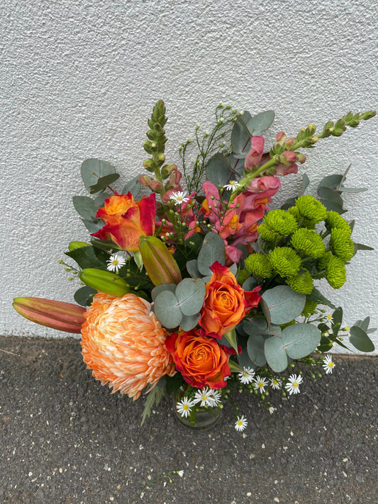 Florist Choice Flower Arrangement In A Jar (Autume Theme)