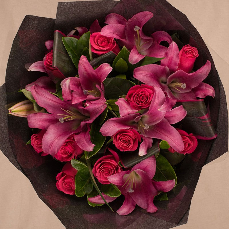 Pink Rose and Lily Bouquet