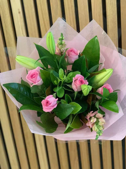 Simply Pink Rose and Lily Bouquet